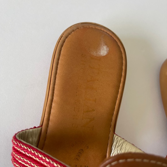 COPY - Italian Shoemakers | Leather Brown & Red Thong Slides Sz 8 1/2 - Picture 3 of 8